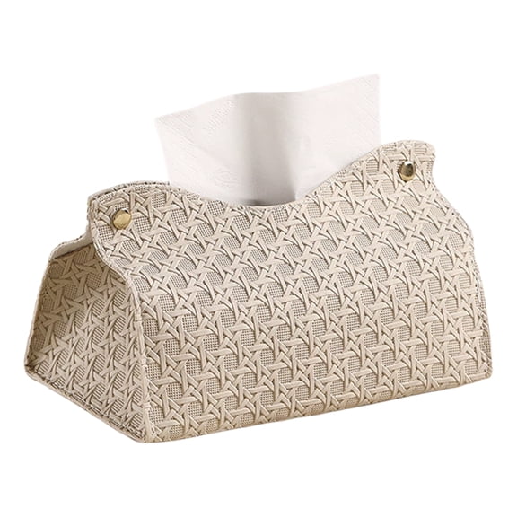 mdesiwst Tissue Box PU Leather Tissue Holder Smooth Dispensing Decorative Paper Towel Case Simple Style Organizer for Home Office Desktop