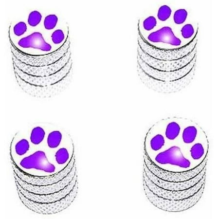 Paw Print Purple Tire Rim Wheel Aluminum Valve Stem Caps, Multiple