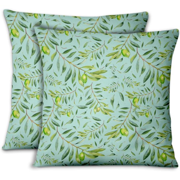 S4Sassy Green Velvet Palm Living Room Sofa Cushion cover Printed Home Decor Pillow Cases 2Pcs-26 x 26 Inches