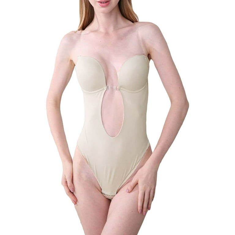 Women Seamless Backless Body Shaper U Plunge Bodysuit Wedding Bra Dress  Thong UK