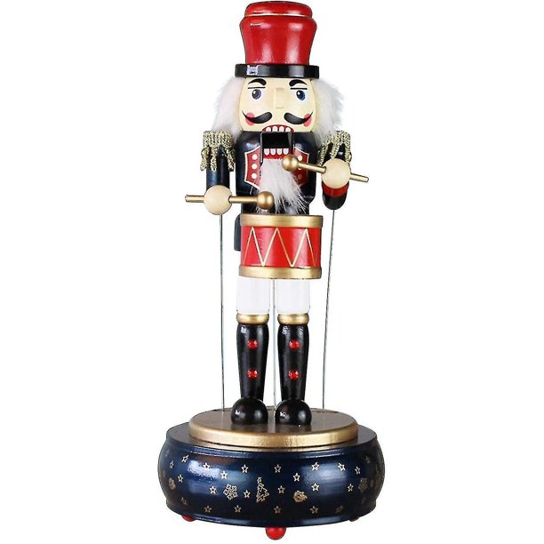 Caja de música grande de 32 cm para soldados cascanueces, figuras de cascanueces de madera, decoraciones navideñas, marionetas de soldados cascanueces, decoración navideña, adorno para el hogar Xm