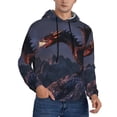 thumbnail image 2 of Pofeuu Fire Breathing Dragon Twilight Print Mens Casual Hooded Collar Drawstring Hoodies Pullover Sweatshirts Casual Long Sleeve Shirts-X-Large, 2 of 7