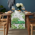 thumbnail image 2 of St. Patrick's Day Table Runner - 72 Inch Long, Kitchen Dining Table Runner Dresser Scarves, Green Shamrocks Truck Farmhouse Wood Farmhouse Decor for Coffee Tables Wedding Party Banquet, 2 of 8