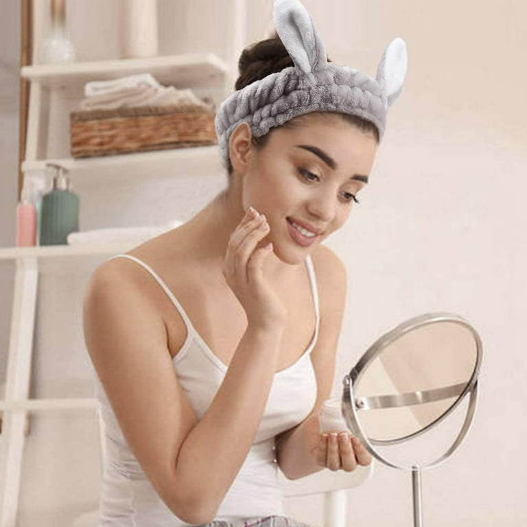 3 Pcs Spa Facial Headband Cute Bunny Ears Makeup Hair Band Terry Cloth  Headbands for Women for Washing Face Beauty Skincare Shower 