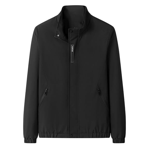 WREESH Fashion Jacket Men'S Casual Sports Daily Outdoor Stand Collar Long Sleeve Jacket Black