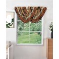 thumbnail image 2 of Burnt Orange Dog Paws Waterfall Valances for Windows, Farmhouse Vintage Modern Brown Wood Sheer Valance Curtains, Rod Pocket Elegant Swag Valances for Living Room Bedroom, 47.2"x38.5", 1 Panel, 2 of 8