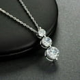 thumbnail image 5 of 3Ct Round Cut Lab Created Diamond Three Stone Pendant 18" Chain 14K White Gold Plated Silver, 5 of 5