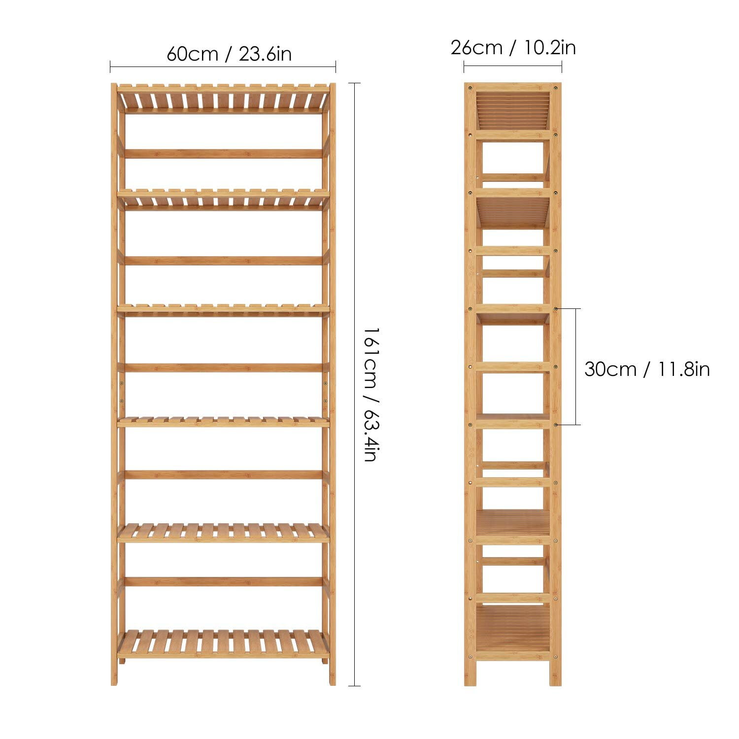 Homfa 6 Tier Bathroom Cabinet, Storage Rack for Bathroom, 63.4''H Tall Shelf Organizer Bamboo Linen Cabinet, Nature