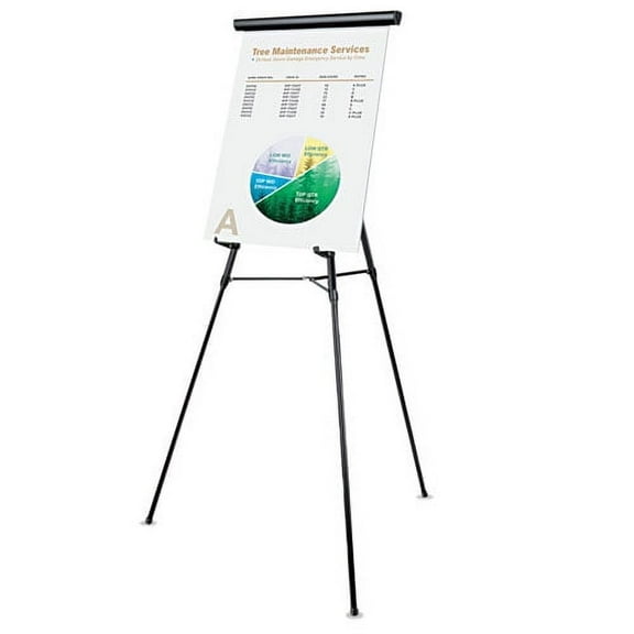 3-Leg Telescoping Easel With Pad Retainer, Adjusts 34" To 64", Aluminum, Black | Bundle of 10 Each
