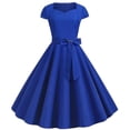 thumbnail image 1 of Vestido de cóctel de verano liso para mujer, vestido Hepburn vintage Rockabilly Swing, 1 of 4
