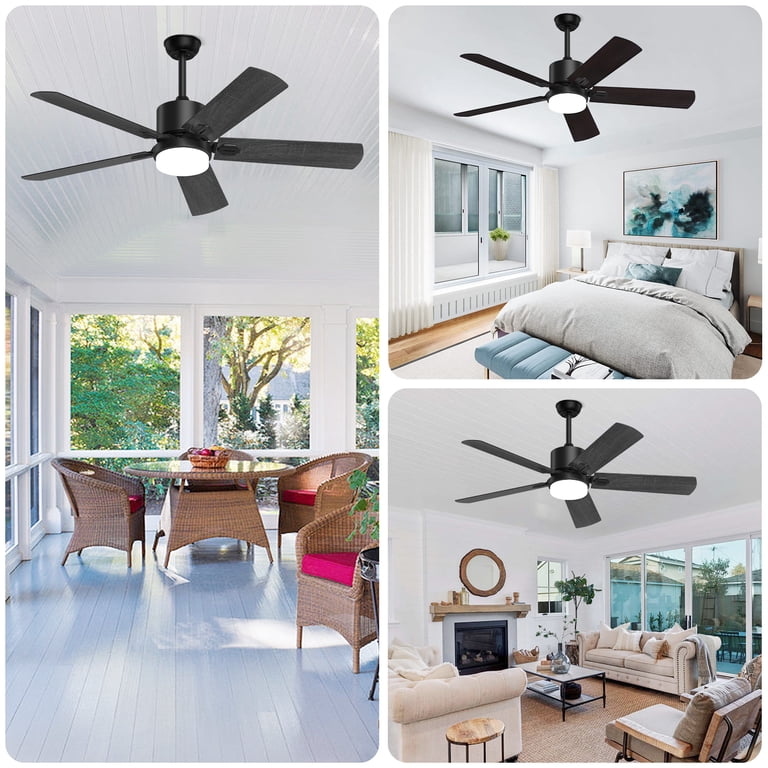 52\" Ceiling Fan With Light And Remote – Brushed Black, 3-Speed Reversible Motor For Bedroom, Living Room