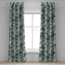 Ambesonne Nature Grommet Curtain, Abstract Floral Silhouettes, 50"x108", Pale Sage Green Ivory