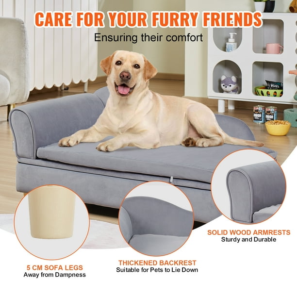 VEVOR Pet Sofa Dog Couch for Large Sized Dogs and Cats Soft Velvety Dog Sofa Bed 110 lbs Loading Cat Sofa Grey Walmart