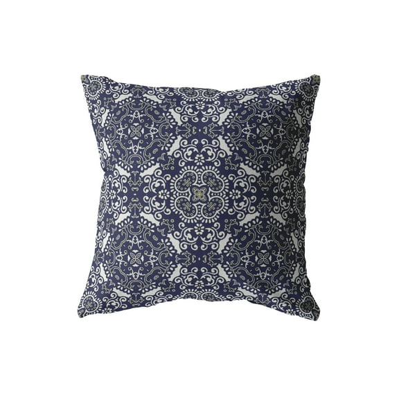 Amrita Sen Broadcloth Zippered Pillow With Navy Finish CAPL5BrCDS-ZP-20x20
