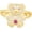 Ruby, variant on 10k Yellow Gold 15mm Teddy Bear CZ Double Shank Ring, Sizes 4 - 11