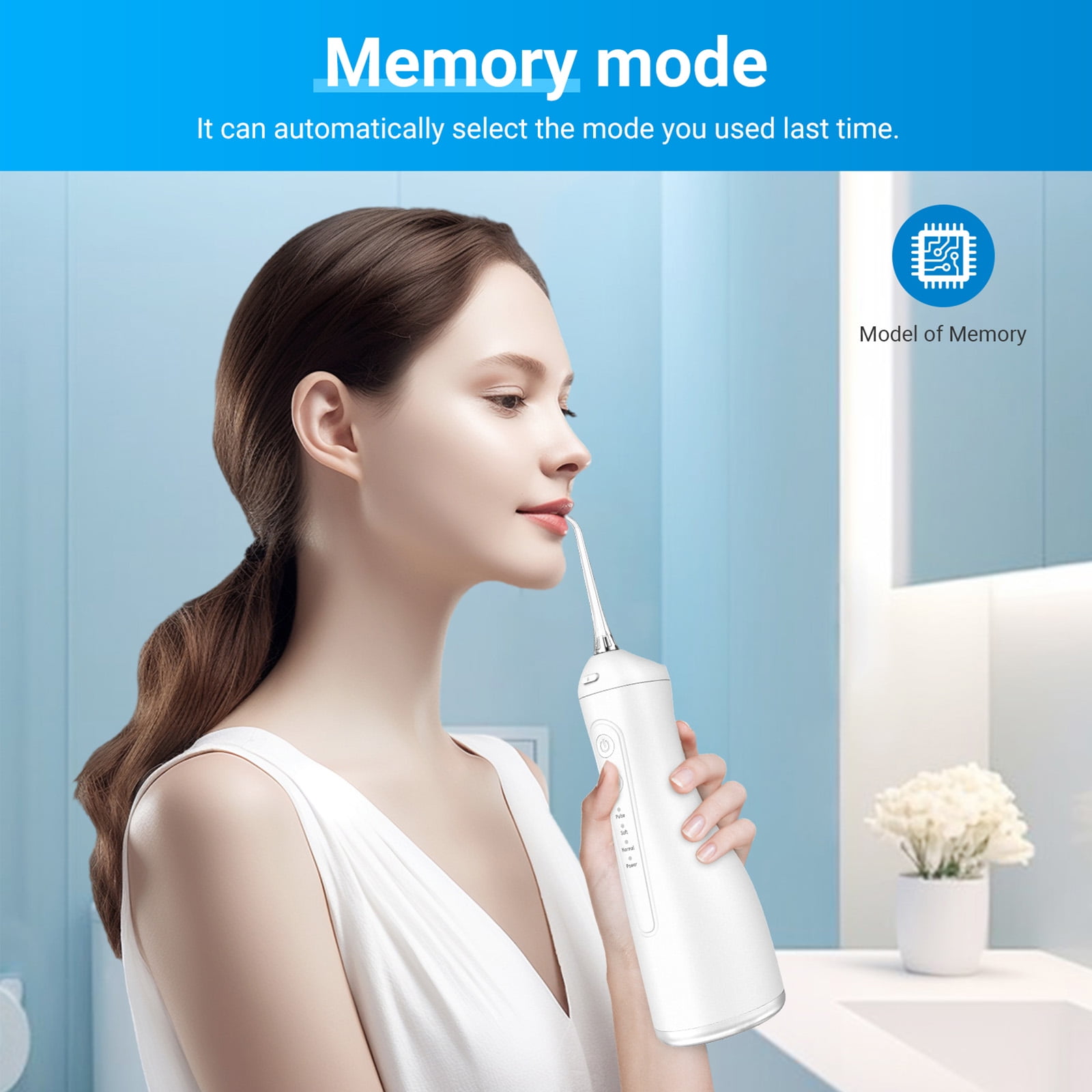 Betterchoi Water Flosser for Teeth, Portable Cordless Water Dental Flosser Teeth Pick – 4 Cleaning Modes, 1800 Pulses, 300ML Tank, IPX7 Waterproof, White