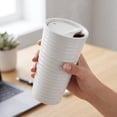 thumbnail image 4 of Portmeirion Sophie Conran White Travel Mug, 12 oz Porcelain Coffee & Tea Cup with Silicone Spill-Proof Lid, Dishwasher & Microwave Safe, Durable Drinkware for Hot & Cold Beverages, 4 of 6