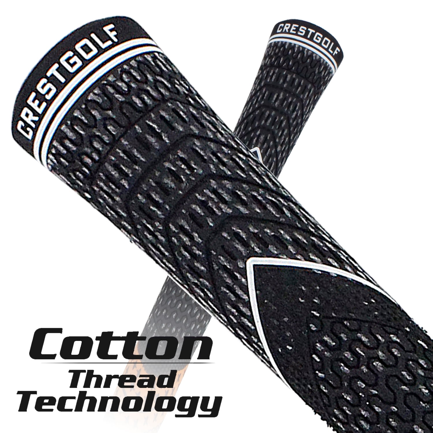 Crestgolf Golf Grips, Standard/Mid Size All-Weather Control Thread Technology Rubber Combine with Carbon Yard, Anti-Slip-Set of 13