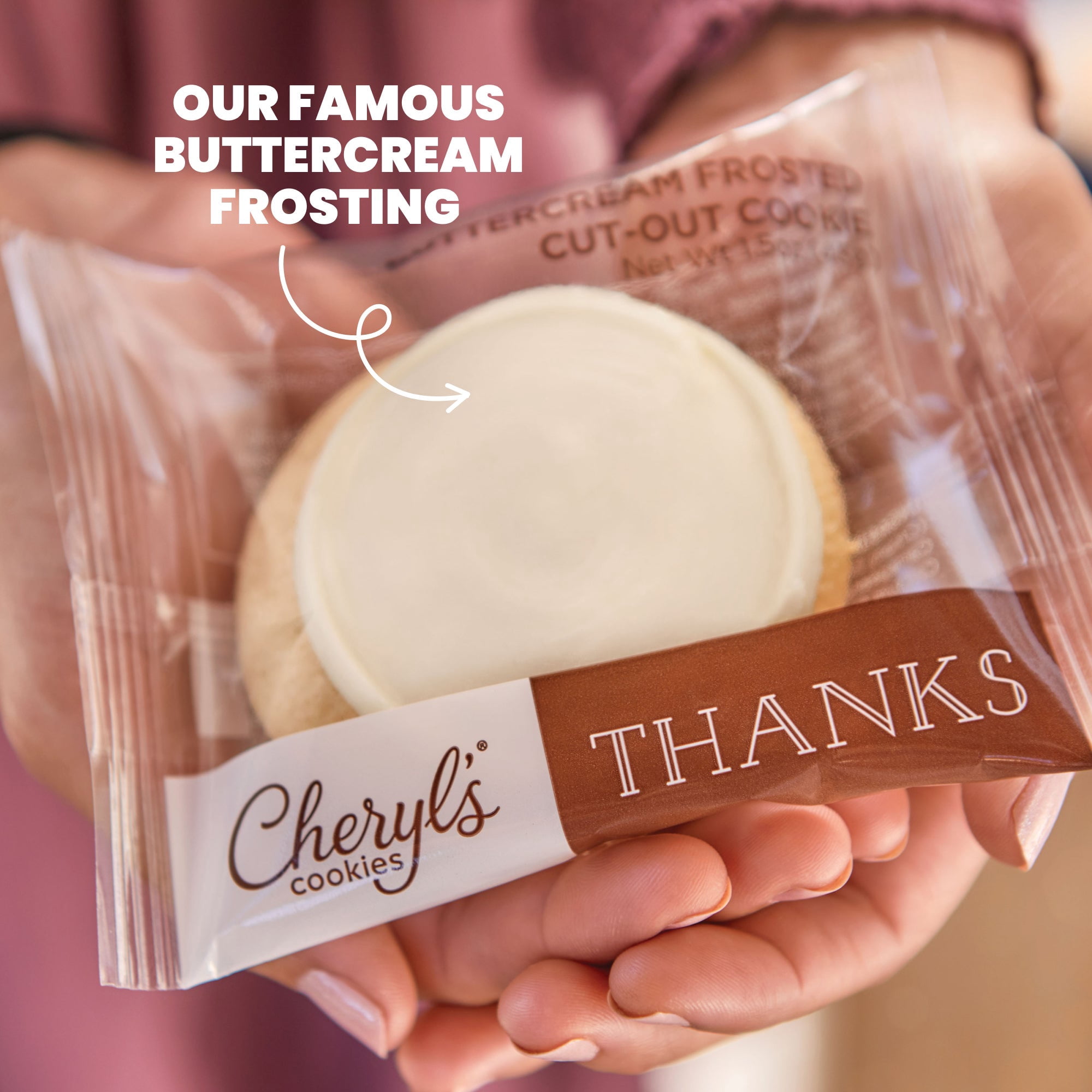 Cheryl's Cookies® Thank You Cookie Gift Tin, Appreciation Cookie Gift Box, with 16 Buttercream-Frosted Sugar Cookies and Devil's Food Cake Cookies, Individually Wrapped, Gift for Family, Friends,