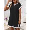 thumbnail image 2 of Women Casual A Line Dress Loose Fit Short Sleeve Round Neck Mid Length Summer Everyday Wear, 2 of 7