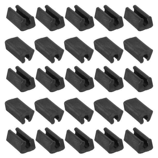 Paquete de 25 puntas de pierna de silla en forma rectangular de plástico para muebles de 8mm color negro