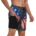 thumbnail image 2 of Yiaed Butterfly With USA Flag Print Mens Swim Trunks Bathing Suit Compression Liner Beach Swim Shorts Swimwear Quick Dry Zipper Pocket No-Chafing Board Short-XX-Large, 2 of 6
