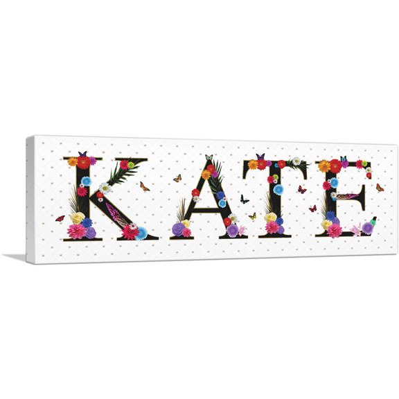 ARTCANVAS KATE Girls Name Room Decor Canvas Art Print - Size: 36" x 12" (0.75" Deep)
