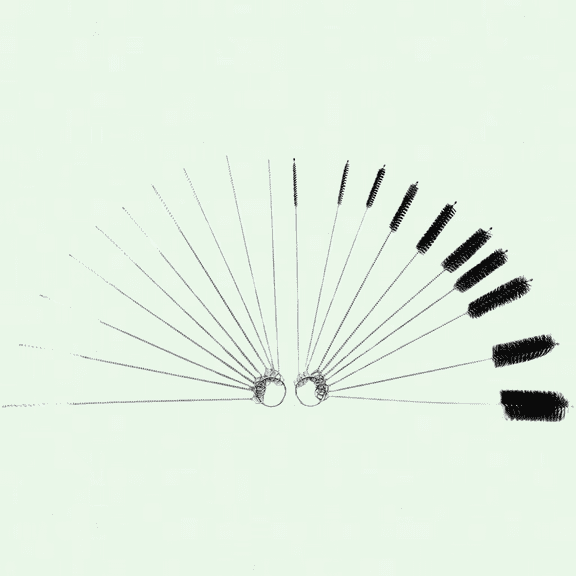 Humidifier Brush Cleaner, 20-Pcs Set, 10-Size Assortment, Small Diameter Straw Cleaning Brushes for Bottles, Durable Nylon Bristles, Black & White