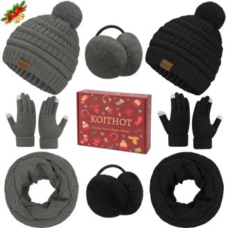 Bundle for Christmas mk ladies belt and hand gloves MICHAEL KORS Brown & White 3-Piece Set Knit Scarf, Hat  main image 3