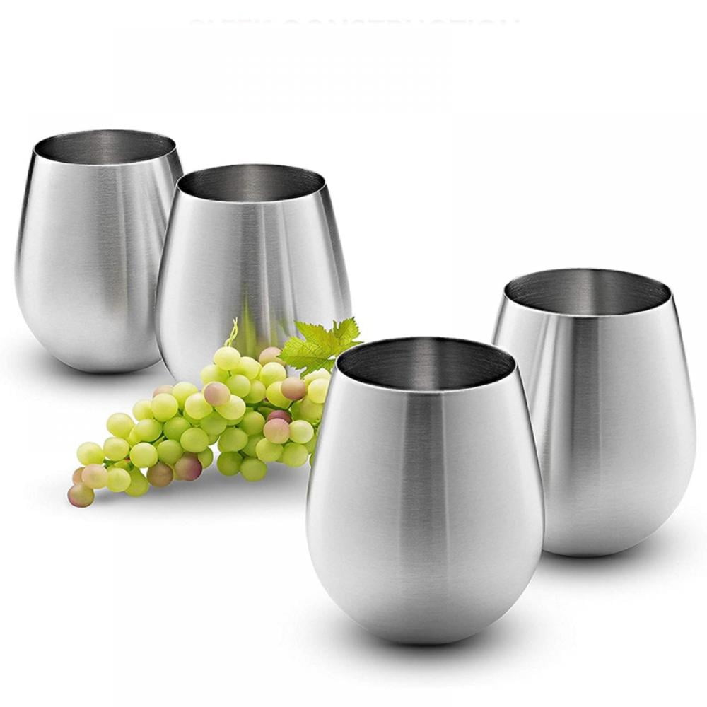 18 oz Stainless Steel Wine Glasses Large Stemless Goblets Drinking Tumblers 