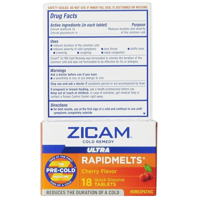 Zicam Pre- Cold Ultra Rapidmelts, 18 tablets - Walmart.com