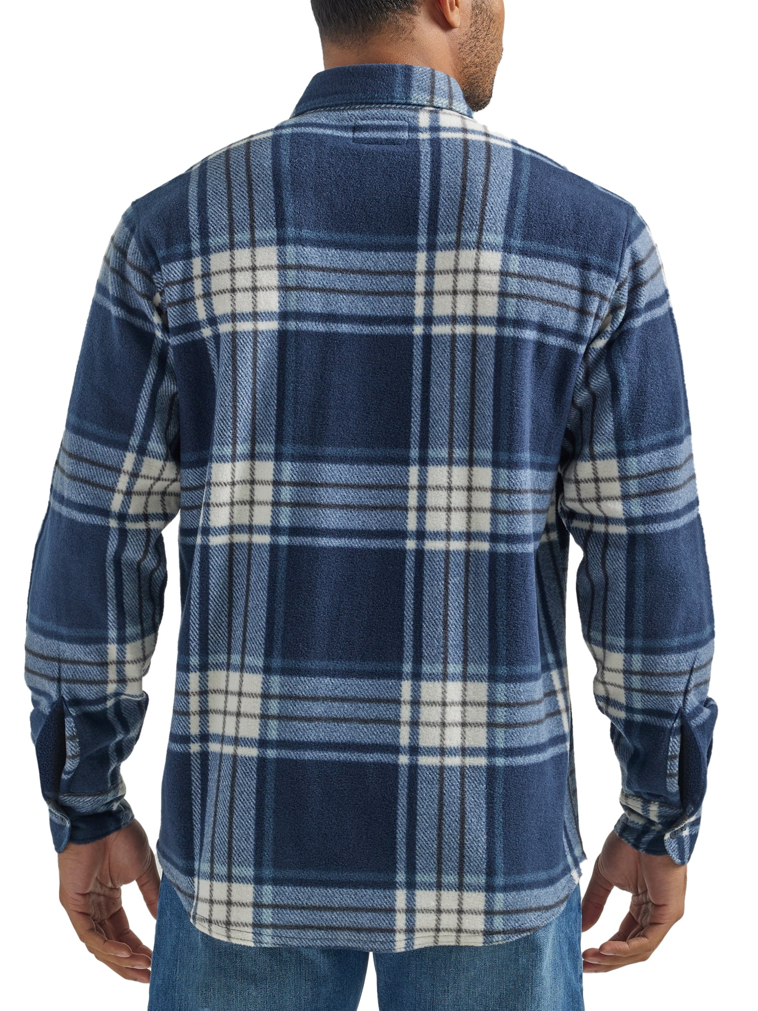 Wrangler Men's Fleece Buffalo Plaid Relaxed Fit Long Sleeve Shirt, S-3XL