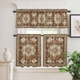 thumbnail image 2 of 3 Piece Kitchen Curtains and Valances Set Brown Boho Cafe Curtains 24 Inch Length Retro Western Rustic Ethnic Tribal Patterns Valance & Tier Curtain for Living Room Bedroom Window 54"x18"+27"x24"*2, 2 of 6