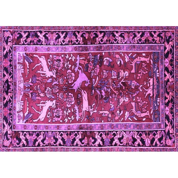 Ahgly Company Indoor Rectangle Animal Purple Traditional Area Rugs, 5' x 8'