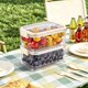 thumbnail image 5 of Contenedor refrigerador aislado de 2 niveles con H le, a prueba de fugas, apilable, organizador de refrigerador para camping, picnic, viajes, caja de almacenamiento de alimentos portátil con bolsa de, 5 of 9