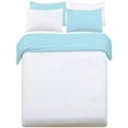 thumbnail image 4 of 400 Thread Count 3 Piece Set Reversible Duvet Cover with 2 Pillowcases, 100% Egyptian Cotton Quilt Cover with Hidden Zipper, Comfy Bedding Set - Light Blue Solid, Twin Size., 4 of 4