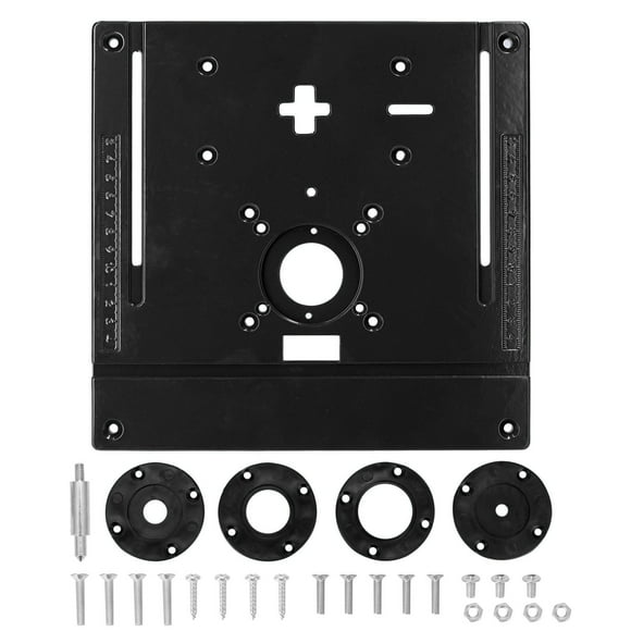 Yeacher Router Table Insert Plate Electric Trimming Machine Jig Saw Flip Board Engraving Auxiliary Tool with 4 Rings and Screws for Woodworking Work Benches