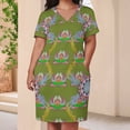thumbnail image 3 of Womens Casual Dresses Olive Green Floral Mandala Pattern Short Sleeve Dress Summer Dresses for Women 2025, 3 of 5