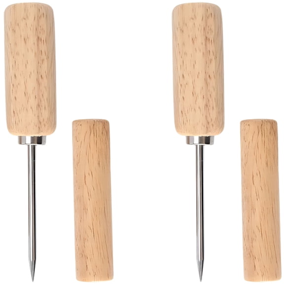 ACDANC 2PCS Ice Picks For Breaking Ice In Kitchen,Ice Picks Stainless Steel With Safety Wooden Handle And Cover For Kitchen,Bars,Bartender,Picnics,Camping,And Restaurant