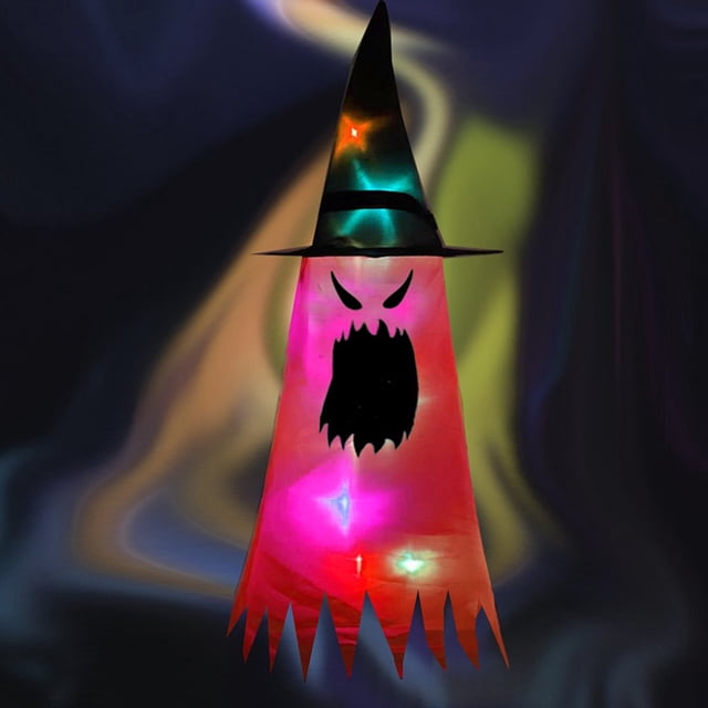 Hat Glowing LED Lighting Garden Hat Decoration Hanging Cap for Halloween Party Type 2 Red