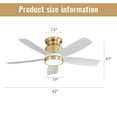 thumbnail image 5 of POPFAN 42 Inch Flush Mount Ceiling Fans with 5 ABS Blade, LED Light 18W and Remote Control 6 Speeds Reversible DC Motor for Bedroom, Living Room, Dinning Room, Gold&White, 5 of 10
