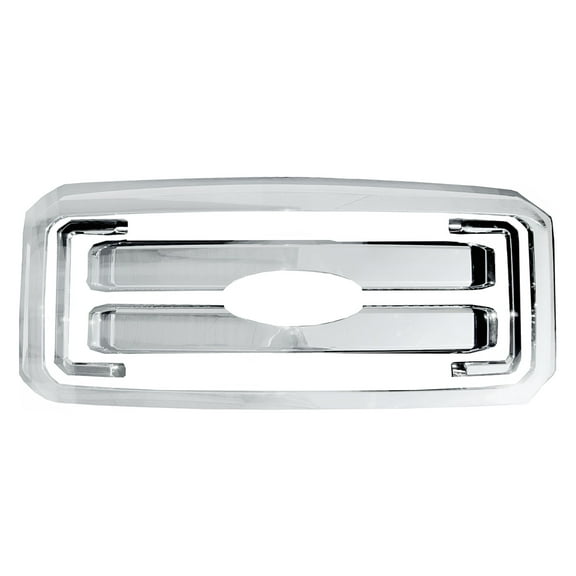 Ikon Motorsports Front Bumepr Grille Compatible With 2011-2016 Ford F-250 Super Duty OE Style ABS Plastic Chrome Front Bumper Upper Hood Grille Insert Assembly Replacement Set of 5PCS