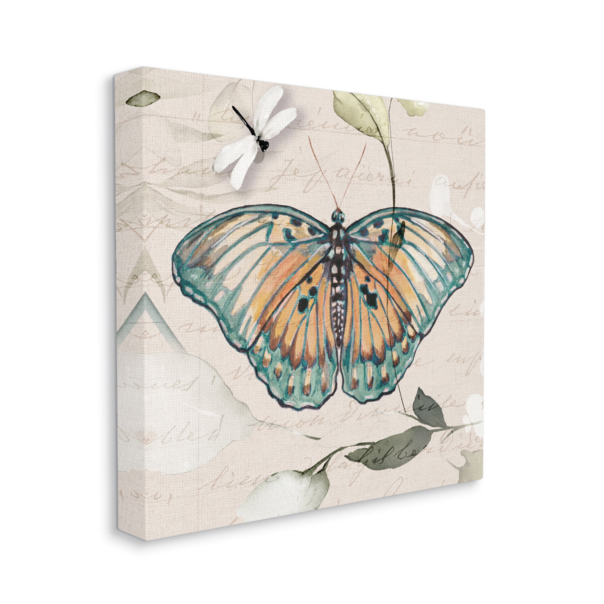 Stupell Industries Boho Butterfly with Script Animals & Insects Painting Gallery Wrapped Canvas Art Print Wall Art, 24 x 24