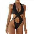 thumbnail image 2 of Maillot de Bain une Pièce pour Femmes, Couleur Unie, Été, Plage, Blanc m, 2 of 6