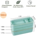 thumbnail image 4 of Lunch Box, Fiambrera Bento Box de Almuerzo Contenedor Bundle Divider Estilo, Con Una Bolsa de Almuerzo, Lonchera Contenedor Cubiertos Incluidos, Eco Friendly, Caja Almuerzo Verde+Negros, 4 of 4