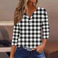 thumbnail image 1 of Fiudx Ofertas Flash Del Día Blusa de Manga 3/4 Corta Estampada a La Moda para Mujer, Blusa Informal con Cuello Redondo, 1 of 5