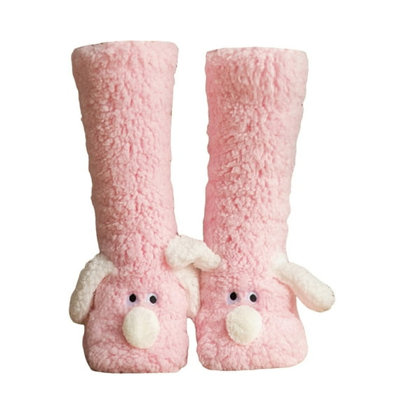 Hauaitttt Fuzzy Socks for Men & Women Cozy Winter Warm Slipper Socks Microfiber Soft Home Sleeping Socks Sheer Knee High Stockings for Women Ladies Winter Tops Garter Lingerie for Women Mesh Tights