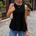 thumbnail image 4 of CIENVNSTG Womens Summer Pleated Peplum Tops Casual Sleeveless Tank Tops Flowy Babydoll Shirts Black M, 4 of 5