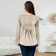 thumbnail image 4 of Long Sleeve Babydoll Tops for Women Sweetheart Neckline Peplum Tops Petite Knotted Wrap V Neck Shirts Beige L, 4 of 6
