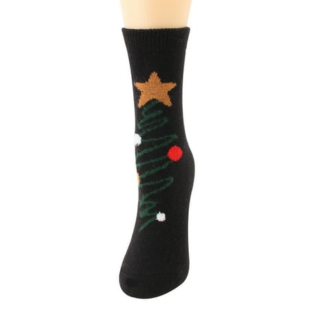 

Huachen Christmas Women Coral Fleece Socks Print Thicker Anti-slip Floor Carpet Socks